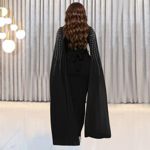 Gaun Malam Trendy untuk Wanita Gaun <span class=keywords><strong>Prom</strong></span> Hitam Lengan Panjang Berhias Batu Rhinestone Gaun Pesta Maxi Elegan untuk Wanita - Product Image 5