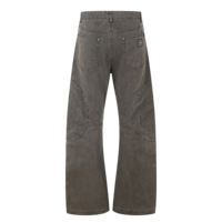 Celana Jeans Cargo Pria Streetwear Heavyweight Washed Distressed Multi Pocket Straight Mid Rise Grosir Custom Logo OEM ODM