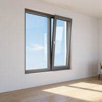 Fenêtre à battant moderne en alliage d'aluminium avec double vitrage trempé, isolation thermique et écran en acier inoxydable, échantillon d'angle