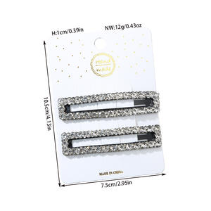 Ensemble de pinces à cheveux longues carrées pour femmes, super brillantes, <span class=keywords><strong>avec</strong></span> strass, luxe léger, clip pour <span class=keywords><strong>frange</strong></span> haut de gamme, clip latéral, entièrement en diamant, fait main - Product Image 5