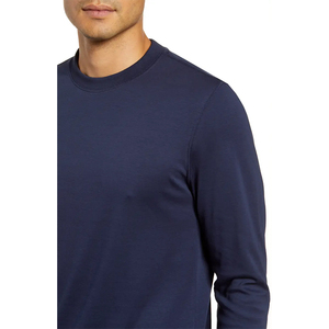 Wellone a buon mercato alla rinfusa in bianco semplice serigrafia personalizzata 100% in cotone pettinato maglietta a maniche lunghe da uomo blu scuro - Product Image 2
