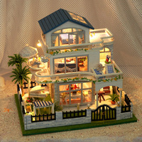 Modèle de maison miniature à construire soi-même, villa, jouet éducatif stimulant l'esprit, assemblage artisanal, cadeau d'anniversaire créatif pour filles, en bois