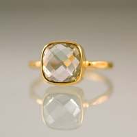 Bague Facettée en Argent Sterling 92,5 avec Améthyste Verte Naturelle, Finition Or Classique, Certifiée par un Certificat Tierce Partie, Cadeau Unisexe