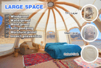 Tente de glamping gonflable de luxe toutes saisons en tissu Oxford, coupe-vent, ignifuge et anti-moustiques pour camping et fêtes en extérieur