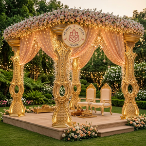Arche florale décorative de luxe pour mandap de mariage, toile de fond pour cérémonie, réception et décoration de salle de fête - Product Image 2