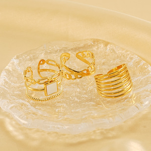 Holle geometrische <span class=keywords><strong>ring</strong></span>, verkleuringsvrij, damesmode <span class=keywords><strong>ring</strong></span>, 18K verguld roestvrijstalen <span class=keywords><strong>ring</strong></span> voor dames - Product Image 1