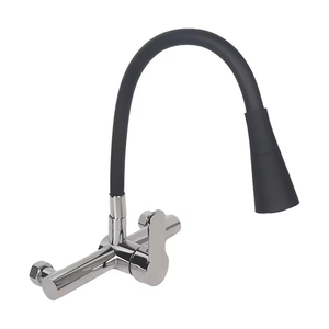 360 di vendita calda girevole cromato rubinetto di miscelazione moderno a parete <span class=keywords><strong>lavello</strong></span> da <span class=keywords><strong>cucina</strong></span> rubinetto nero tubo flessibile - Product Image 1
