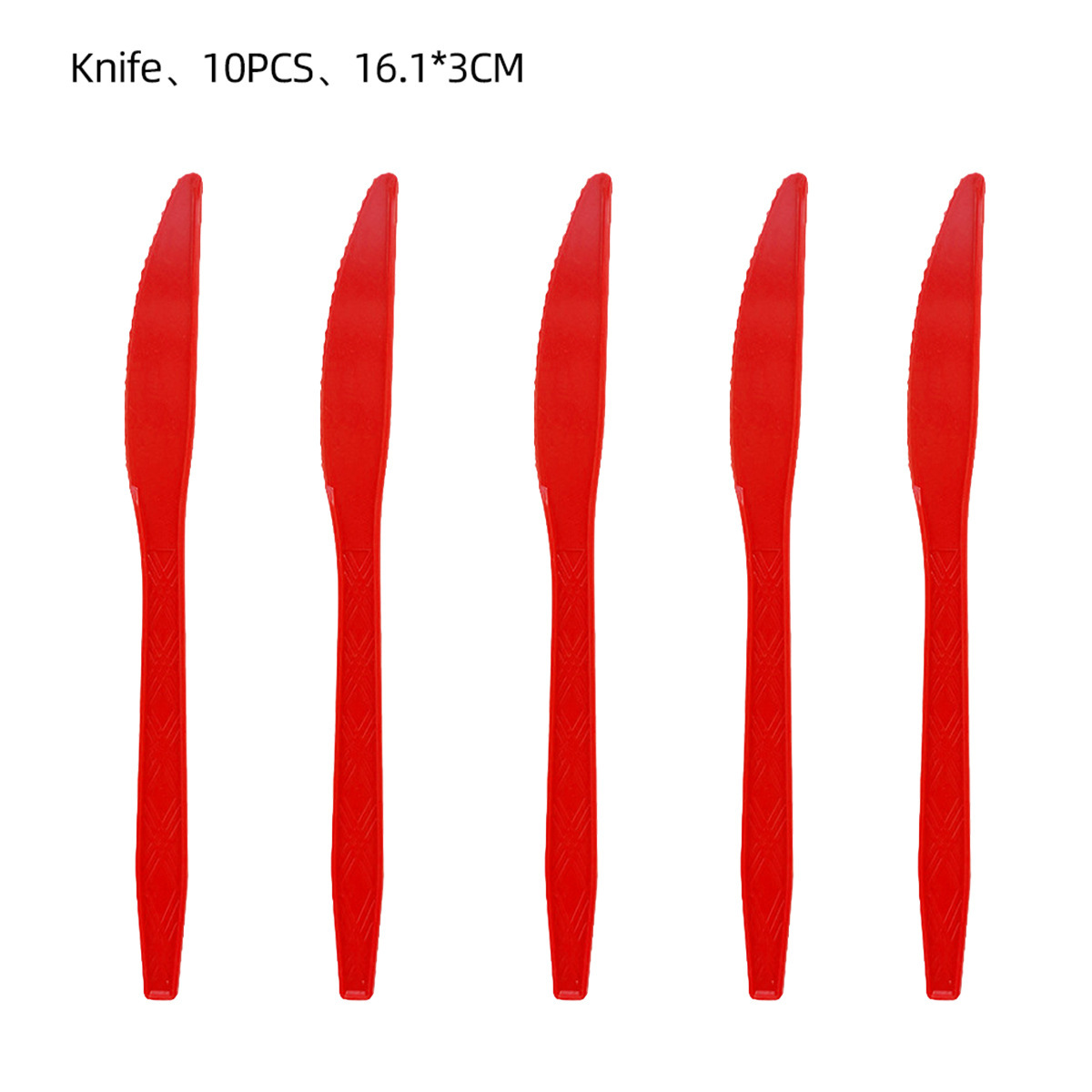 Red-10pcs plastic knife
