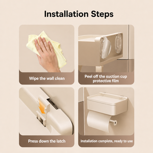 Support mural en plastique pour <span class=keywords><strong>papier</strong></span> <span class=keywords><strong>toilette</strong></span> avec étagère de rangement à <span class=keywords><strong>ventouse</strong></span>, <span class=keywords><strong>distributeur</strong></span> de rouleaux de <span class=keywords><strong>papier</strong></span> <span class=keywords><strong>toilette</strong></span> à 3 niveaux pour salle de bain - Product Image 5