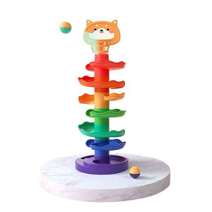 Jeu de construction tour de chute de balles à 7 niveaux avec paniers de basket, jeu éducatif pour tout-petits - Product Image 1