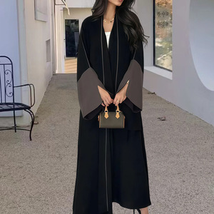 Abayas Casuales Musulmanas <span class=keywords><strong>de</strong></span> Poliéster <span class=keywords><strong>de</strong></span> Manga Larga, Elegantes Caftanes, Jilbabs, Vestidos Maxi Islámicos Árabes, Vestidos Holgados Abiertos para Mujeres <span class=keywords><strong>de</strong></span> <span class=keywords><strong>Oriente</strong></span> Medio - Product Image 4