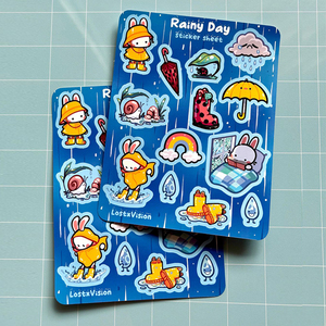 <span class=keywords><strong>Feuille</strong></span> d'autocollants décoratifs personnalisés <span class=keywords><strong>A4</strong></span> A6 brillants découpés à la forme, motif dessin animé mignon, en vinyle transparent imperméable - Product Image 1