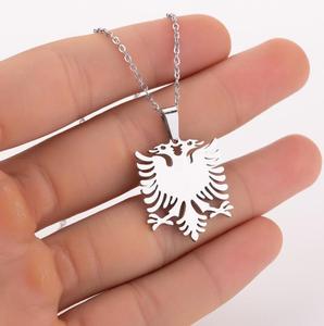Set di Gioielli Antitarnish in Acciaio Inossidabile Placcato Oro 18K e Argento con Aquila Albanese: Orecchini e Collana per Donna - Product Image 5