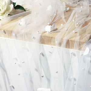 <span class=keywords><strong>Tulle</strong></span> en maille de nylon brodé à la main avec des perles florales, tissu délicat et transparent pour robes de mariée, robes, voiles, décoration - Product Image 3