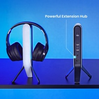 Support de casque de jeu RGB HPS04-1, support de casque trépied avec hub d'extension puissant