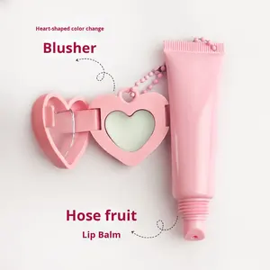 Brillo Labial en Tubo Rosa con Logotipo Personalizado, Rubor en Forma de Corazón Colgante, Tono de Piel, Tamaño de Viaje, Acabado Brillante - Product Image 5
