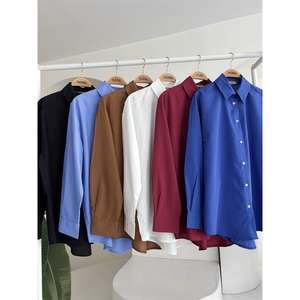 Chemise en popeline oversize classique Sobe pour femme, boutonnée, style simple au quotidien, couleur unie, manches longues - Product Image 2