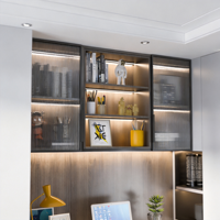 Ensemble de chambre à coucher moderne multifonctionnel en bois tatami, bureau, armoires en verre LED, armoire, meubles sur mesure pour économiser de l'espace, pour usage hôtelier