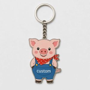 Porte-clés personnalisés en forme d'animaux de ferme (porc), design mignon de dessin animé, souvenir pour étudiants et excursions scolaires - Product Image 2