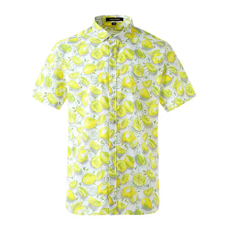 Printed Shirt Men Custom Printed Cotton Stylish Casual Beach Floral Men Aloha Hawaiian Shirt