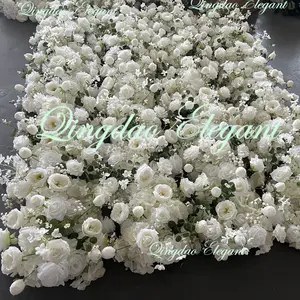 EG-WD105 Blanc Grand Chemin De Fleur Artificiel Chemin De Fleur De Table De Mariage Fleur Chemin D'allée Pour Le Mariage