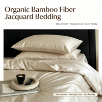 Drap-housse en bambou tissé jacquard écologique et biologique rafraîchissant 300TC, style moderne, ensemble de literie 4 pièces pour l'été