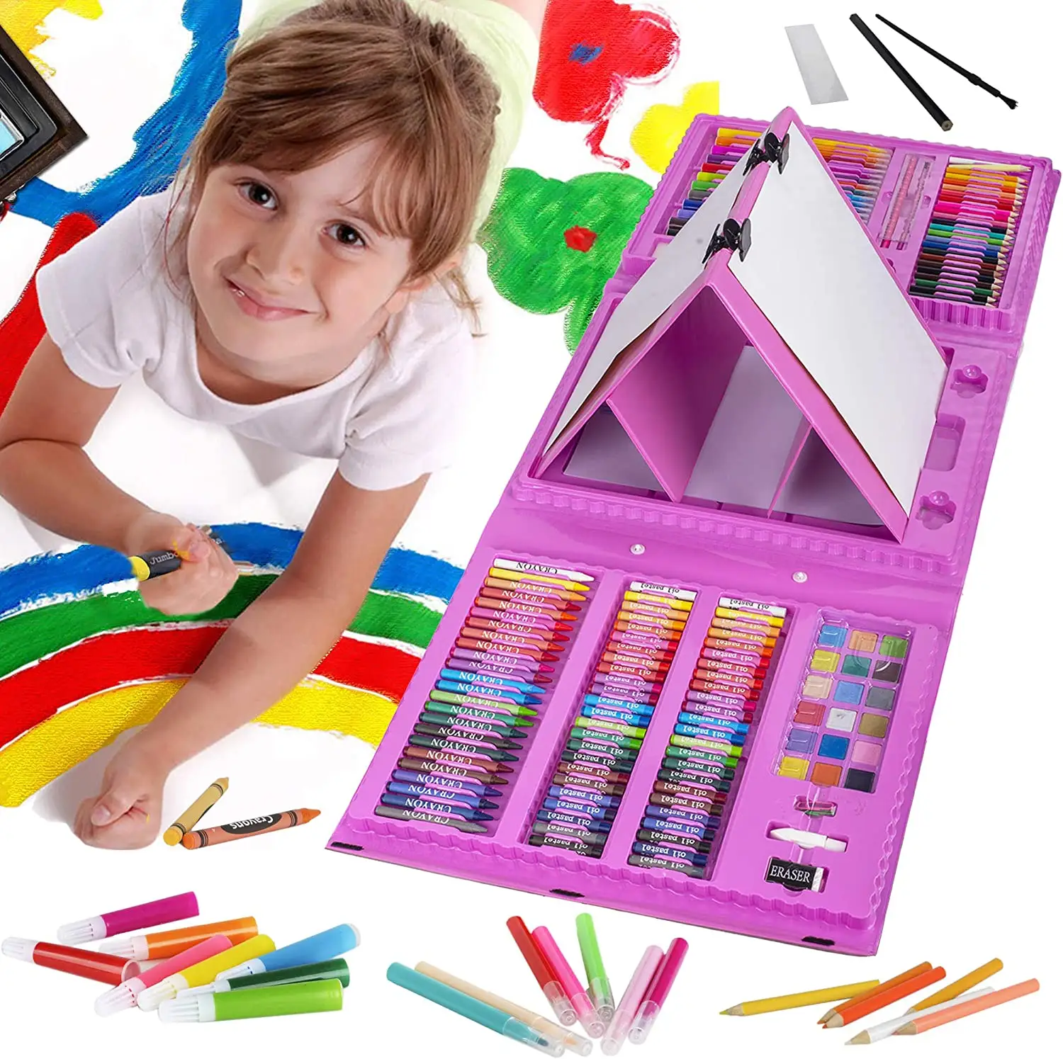 Kunst liefert Kinder pädagogisches Geschenk Spielzeug Set Super Mega Art Malerei Zeichnung sset mit farbigen Skizzen Bleistift Set und Buntstiften