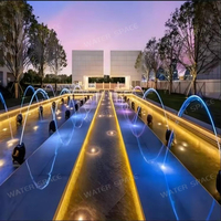 Fontaine musicale d'extérieur en acier inoxydable, jeu d'eau, jet laminaire, design moderne interactif, décoration de jardin pour enfants, patio