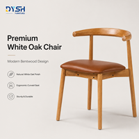 Chaise de salle à manger en chêne blanc, dossier en bois massif courbé, fauteuil en bois courbé, siège rembourré pour restaurant