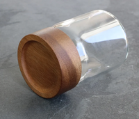 Pot en verre avec couvercle en bois d'acacia à visser, minimaliste, pour le rangement des épices/aliments/fleurs dans la cuisine