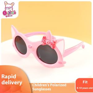 2025 nuovo simpatico cartone animato a forma di gatto occhiali <span class=keywords><strong>da</strong></span> <span class=keywords><strong>sole</strong></span> polarizzati per bambini protezione solare con Logo personalizzato su montatura PC e <span class=keywords><strong>lenti</strong></span> in Silicone - Product Image 2