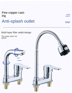 Hiện đại đôi-lỗ lưu vực vòi với <span class=keywords><strong>Old</strong></span>-Fashioned ba lỗ xoay gốm van lõi phổ Hot lạnh chậu rửa vòi nước - Product Image 6