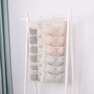 Sac de rangement double face pliable en tissu non tissé pour sous-vêtements, chaussettes et soutiens-gorge, à suspendre derrière la porte ou dans la penderie - Product Image 5