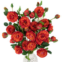 Real Touch Blumen Orange & Rot Künstliche Kamelien rosen mit langem Stiel Diy Braut strauß Hochzeits dekor Kunst blume Seiden rose
