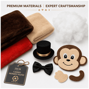 Jouet en peluche singe chapeau haut de forme de casino personnalisé, commande en gros, peluche douce, animal en peluche, OEM ODM, cadeau promotionnel de Noël - Product Image 4