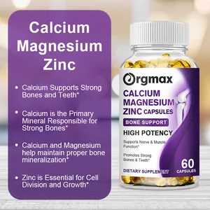 Cápsula de calcio magnesio zinc con vitamina D3 60 uds suplementos de calcio para huesos fuertes