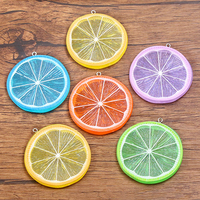 Pendentif en résine 3D coloré de 49*53mm, simulation de fruits (pamplemousse, citron vert, citron) pour accessoires de bijoux DIY