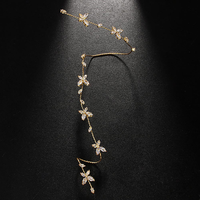 Bijoux de mode pour femme, bracelet de main papillon plaqué or et argent, avec zircone cubique taille marquise et motif floral en vigne connecté au doigt