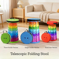 Tabouret télescopique de camping style arc-en-ciel, portable, pour la pêche en plein air, tabouret pliant en plastique pour la maison