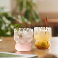 Tasses en verre borosilicate transparent créatives pour un design rayé potelé pour le café et le thé américains glacés