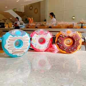 Trendy Donut Straw Cup Creative Ins Korean Version Children's Anti-fall Portable Strap <b>PC</b> Leakproof Multi-color Cute Water - Product Image 2