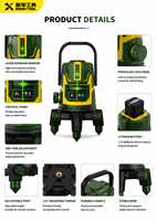 Niveau laser rotatif industriel autonivelant 2 lignes vert pour la construction, précision 0,2 mm/m, 3 axes