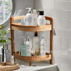Bamboo Three Tier Floor <b>Standing</b> Triangular <b>Shelf</b> For Living Room Corner Storage Multipurpose Eco Friendly - Product Image 4