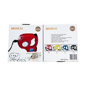 Laisse rétractable pour animaux de compagnie avec sangle plate et bande lumineuse pour chiens, couleurs noir, bleu, rouge, jaune, matériau ABS, origine Zhejiang - Product Image 2