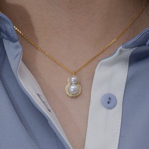 Zhuji S925 <b>Silver</b> Bird's Nest Necklace 7-8mm Freshwater Pearl <b>Pendant</b> Strong Light Wholesale Live <b>Cross</b> Diamond <b>Pendants</b> Charms - Product Image 4