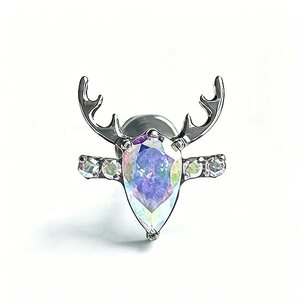 Boucles d'oreilles clous cerf en titane ASTM F136 avec zircon 5A taille poire, bijoux de Noël tendance, tête de remplacement pour clou de <span class=keywords><strong>langue</strong></span> et de lèvre - Product Image 6