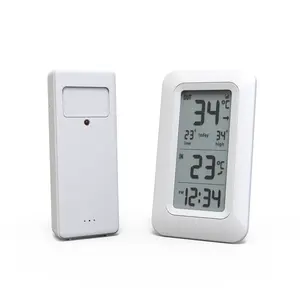 عالية الجودة لاسلكية داخلي مقياس حرارة خارجي الرطوبة مع ساعة