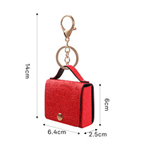 Mini pochette porte-clés en cuir PU au design anime de forme irrégulière, avec fermoir en alliage d'argent, pliable et durable, pour le rangement des AirPods