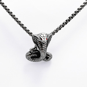 Collar con colgante del zodiaco de serpiente yunnique, diseño de cobra de acero inoxidable para niños y niñas, regalo, joyería de moda - Product Image 1