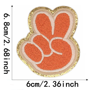 Venta al por mayor cara sonriente parche de viaje mariposa Arco Iris Preppy apliques Chenille hierro brillo bordado sombreros camisetas parches - Product Image 4
